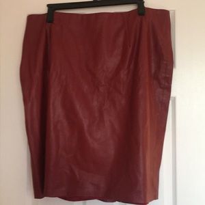 Cute red faux leather  skirt! Super trendy!